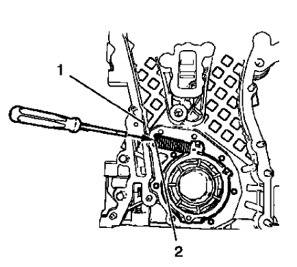 Fig. 132: Oil Pump Slide Spring Windings And Engine Front Cover Edge