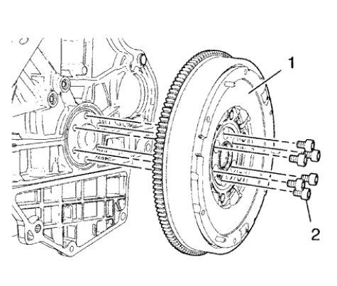 Fig. 282: Engine Flywheel And Bolts