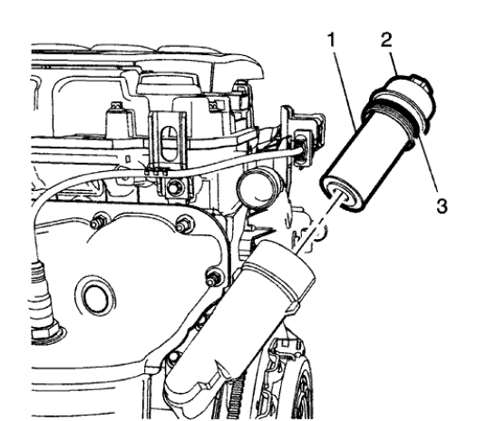 Fig. 190: Engine Oil Filter Cap, Cap Seal Ring And Oil Filter Element
