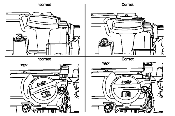 Fig. 192: Proper Oil Filler Cap Seating