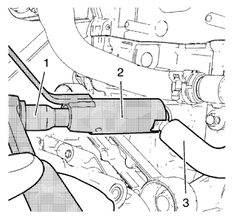Fig. 209: Ratchet Wrench, Holding Wrench And Coolant Feed Pipe