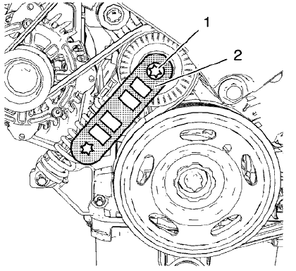 Fig. 22: Holding Wrench And Drive Belt Tensioner