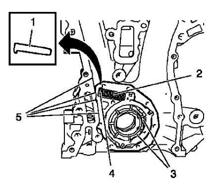 Fig. 136: Oil Pump Slide Spring, Pin, Chambers And Front Cover Edge