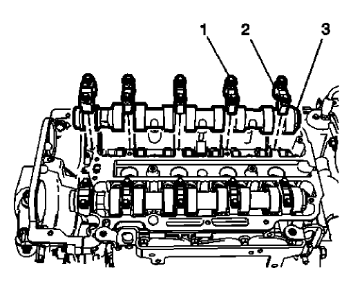 Fig. 219: Camshaft Bearing Caps And Bolts