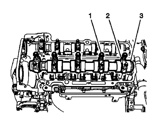 Fig. 224: Camshaft Bearing Caps And Bolts
