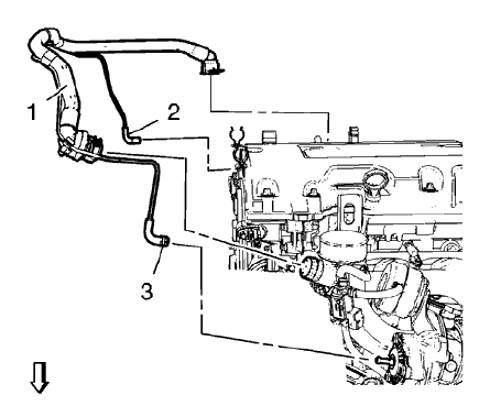 Fig. 123: Positive Crankcase Ventilation Pipe, Charger Air Bypass Valve Pipe And Clamp  