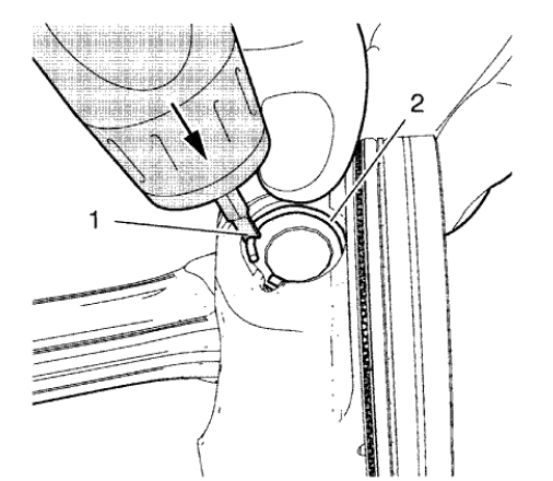 Fig. 347: Pushing Piston Pin Retainer Down