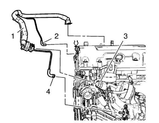 Fig. 464: Turbocharger, Positive Crankcase Ventilation Pipe Assembly And Charger Air Bypass Valve Pipe