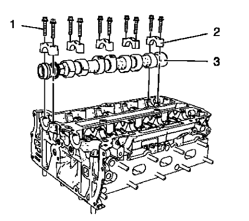 Fig. 404: Intake Camshaft, Camshaft Bearing Caps And Bolts
