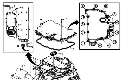 Fig. 69: Identifying Control Valve Body Cover Bolt Tightening Sequence