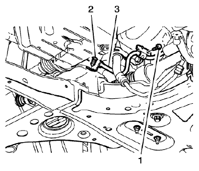 Fig. 46: Power Steering Gear Outlet Hose Bracket