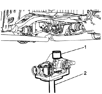 Fig. 24: Rear Differential Assembly And Jack Stand