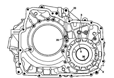 Fig. 17: Torque Converter and Differential Housing -- Case Side