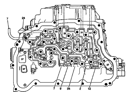Fig. 21: Case -- Control Valve Body Side Components Name