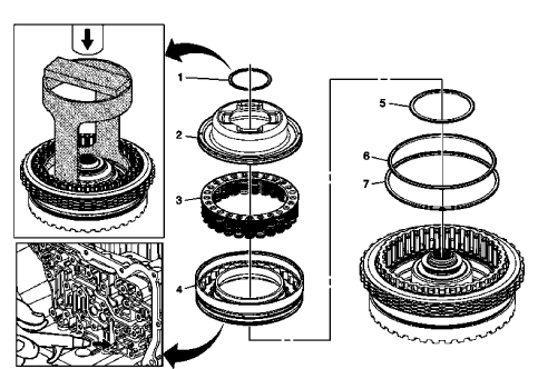 Fig. 27: 4-5-6 Clutch Piston Components