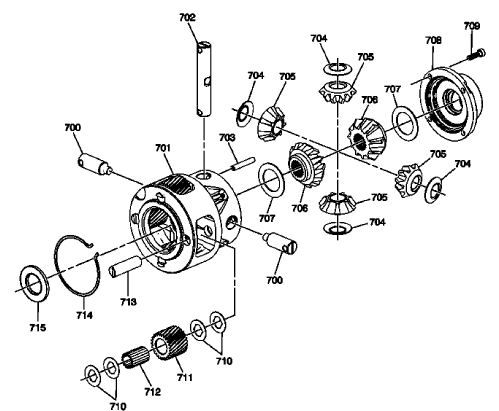 Fig. 26: Front Differential Carrier Assembly Components (4 Pinion)