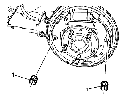 Fig. 29: Brake Shoe Hold Down Spring & Cup Assemblies