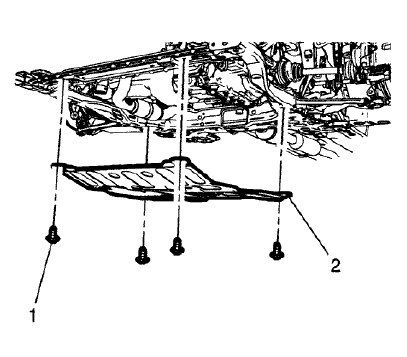 Fig. 29: Front Suspension Skid Plate And Bolts