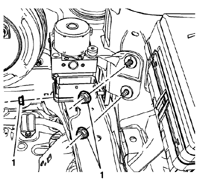 Fig. 19: Electronic Brake Control Module And Bracket Assembly Nuts