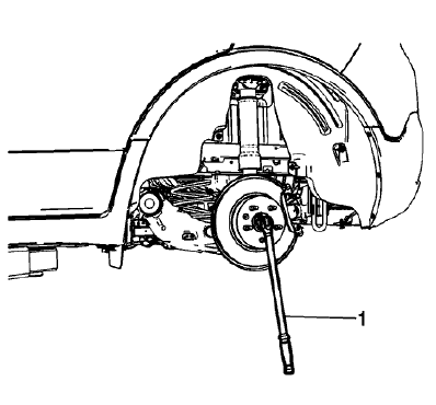 Fig. 31: Loosening Wheel Drive Shaft Nut