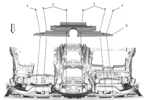 Fig. 84: Windshield Defroster Outlet Duct