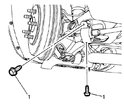 Fig. 49: Right Rear Parking Brake Cable Bracket Bolts