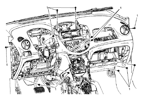 Fig. 44: Instrument Panel Bolts