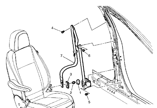 Fig. 32: Front Seat Belt Retractor (With A69)