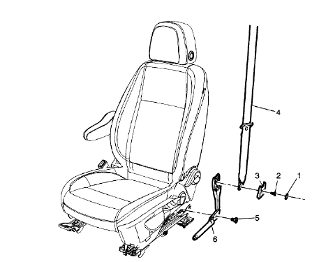 Fig. 33: Front Seat Belt Anchor Plate Tensioner