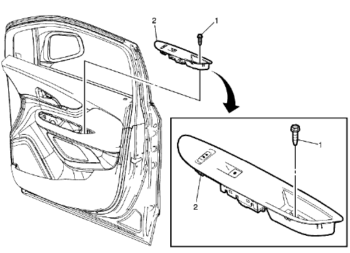 Fig. 4: Front Side Door Armrest Switch Mount Plate - Passenger Side Door